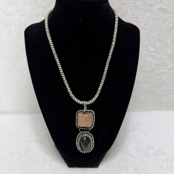 Silpada Jewelry - Silpada Sterling Silver 925 Wheat Link Chain Necklace Natural Stone Southwestern